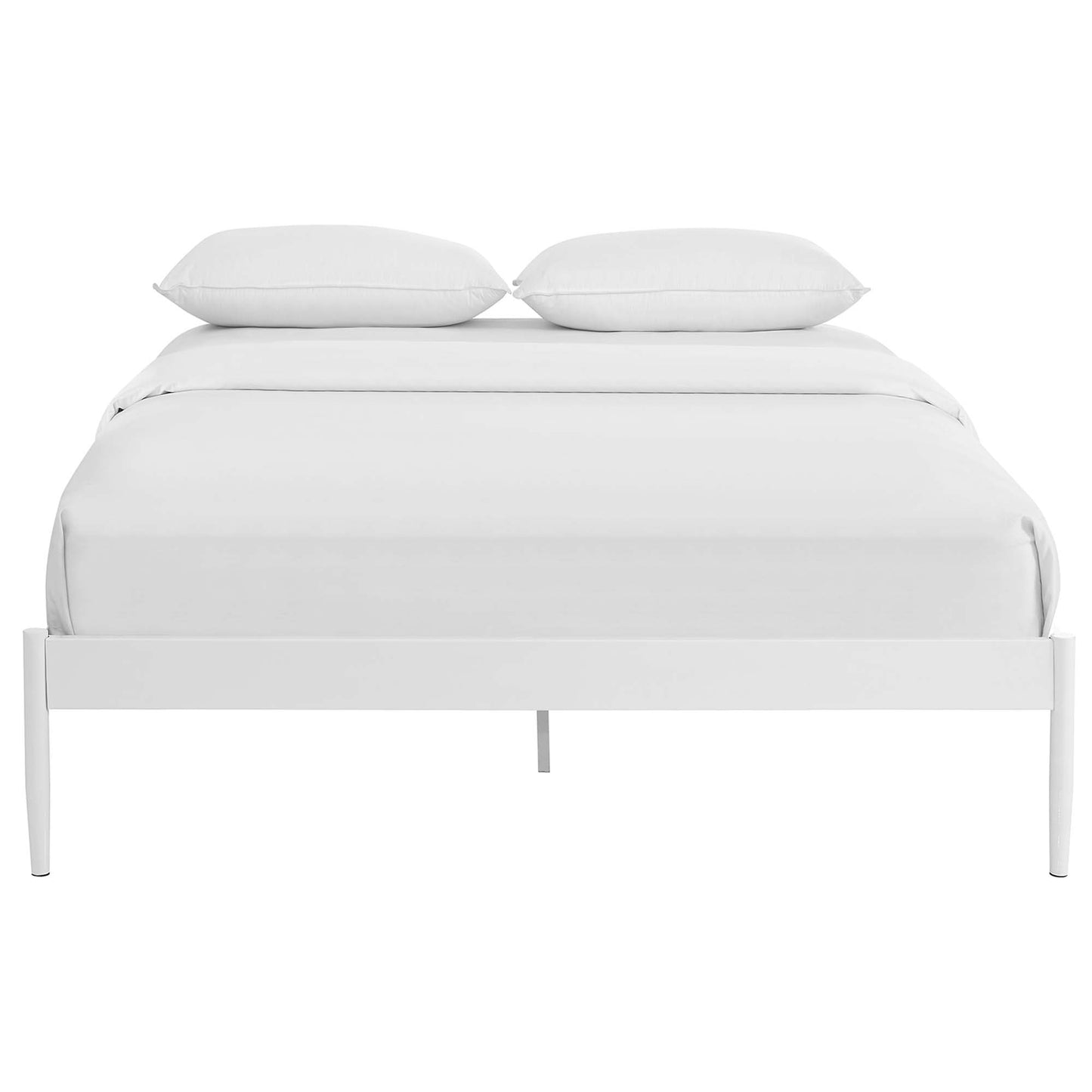 White full bed frame with clean lines.