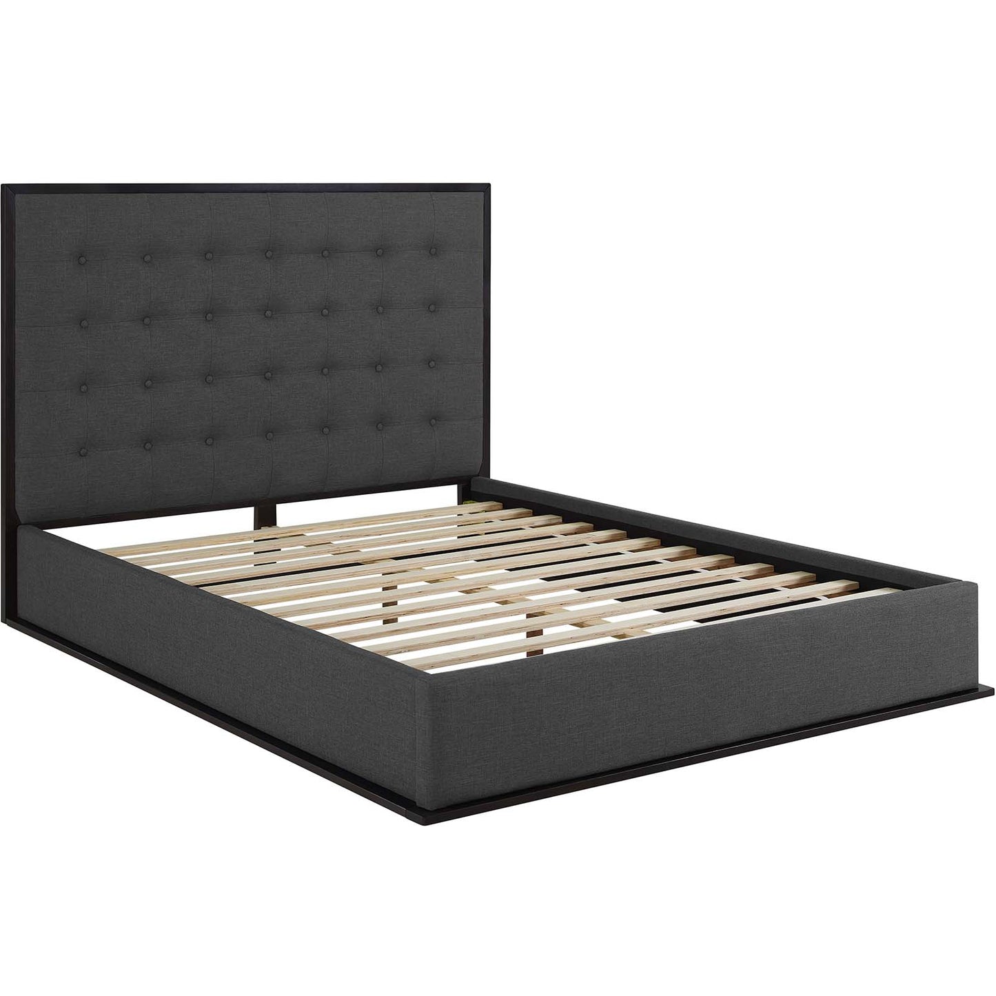 Modway Outlet Madeline Upholstered Fabric Queen Bed Frame by Modway  Bedroom Furniture Cappuccino Smoke - MOD-5499-CAP-SMK