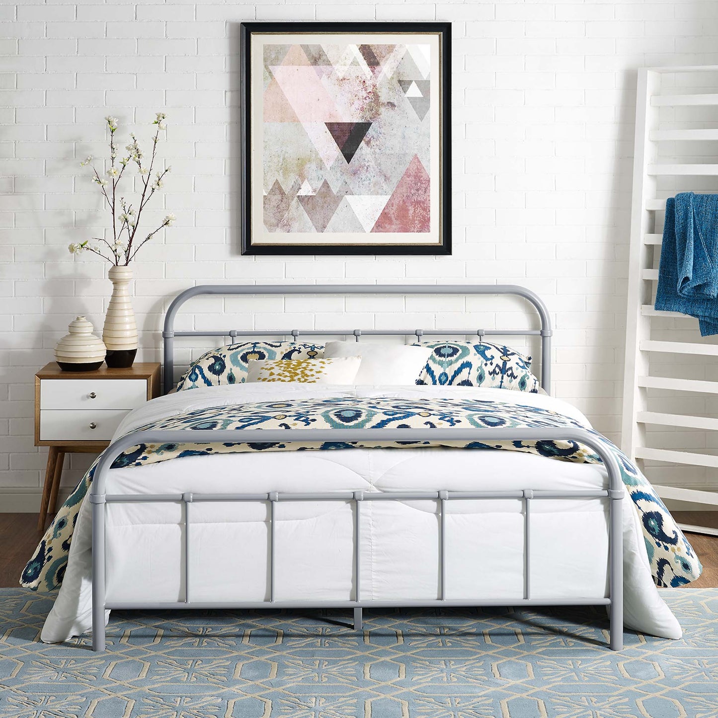 Modway Outlet Maisie Stainless Steel Queen Bed Frame by Modway  Bedroom Furniture Gray - MOD-5533-GRY-SET