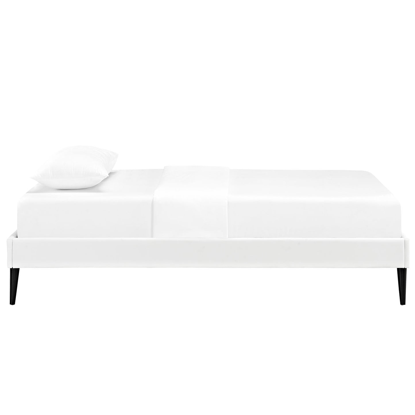 Modway Outlet Sherry Vinyl Twin Bed Frame with Round Tapered Legs by Modway  Bedroom Furniture White - MOD-5581-WHI