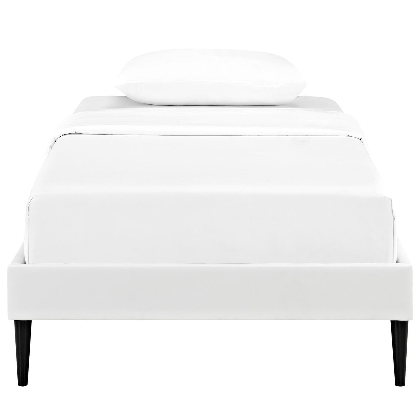 Modway Outlet Sherry Vinyl Twin Bed Frame with Round Tapered Legs by Modway  Bedroom Furniture White - MOD-5581-WHI
