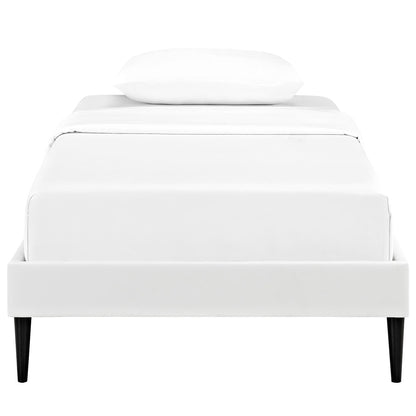 Modway Outlet Sherry Vinyl Twin Bed Frame with Round Tapered Legs by Modway  Bedroom Furniture White - MOD-5581-WHI