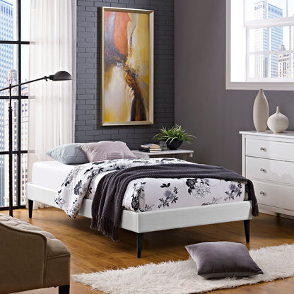 Modway Outlet Sherry Vinyl Twin Bed Frame with Round Tapered Legs by Modway  Bedroom Furniture White - MOD-5581-WHI