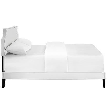 Modway Outlet Laura Vinyl Queen Platform Bed with Squared Tapered Legs by Modway  Bedroom Furniture White - MOD-5623-WHI