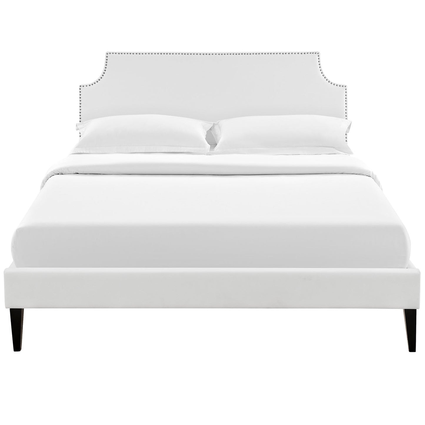 Modway Outlet Laura Vinyl Queen Platform Bed with Squared Tapered Legs by Modway  Bedroom Furniture White - MOD-5623-WHI