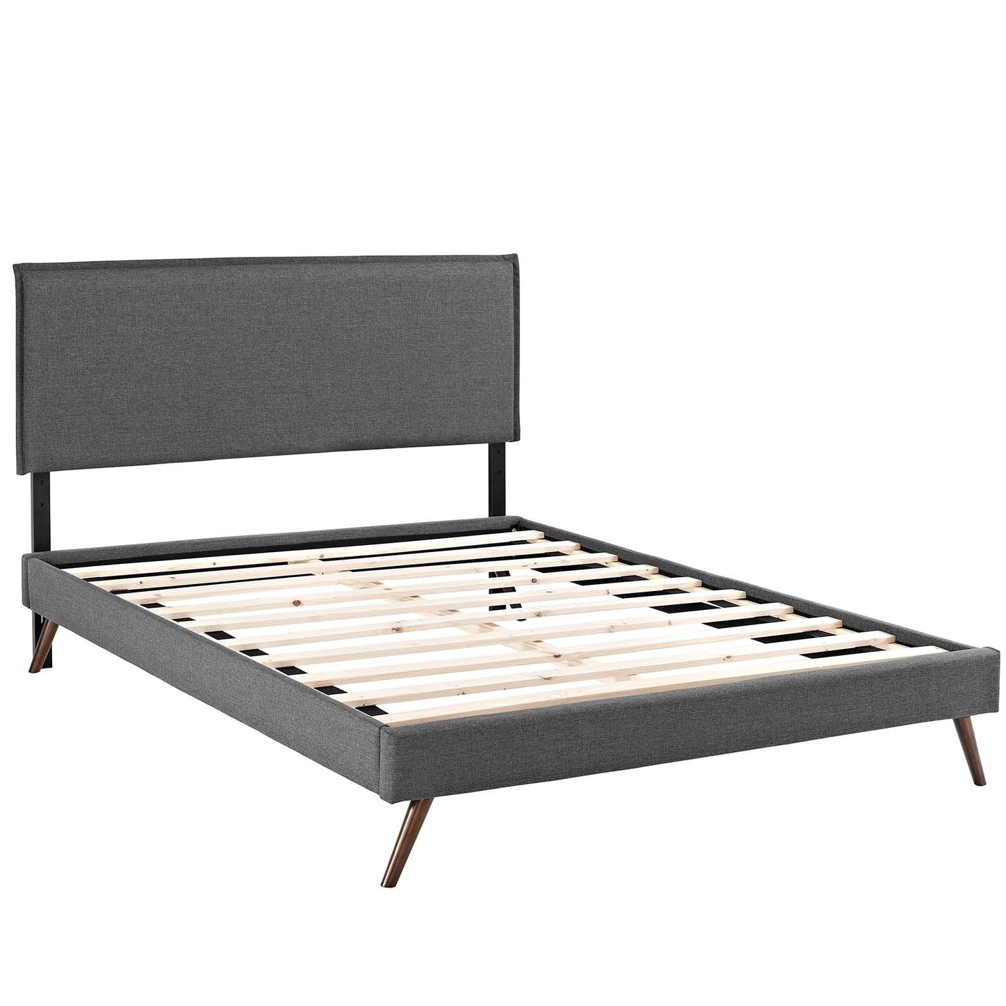 Modway Outlet Camille Fabric Queen Platform Bed with Round Splayed Legs by Modway  Bedroom Furniture Gray - MOD-5633-GRY
