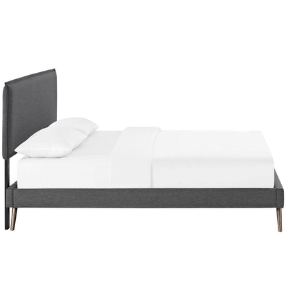 Modway Outlet Camille Fabric Queen Platform Bed with Round Splayed Legs by Modway  Bedroom Furniture Gray - MOD-5633-GRY