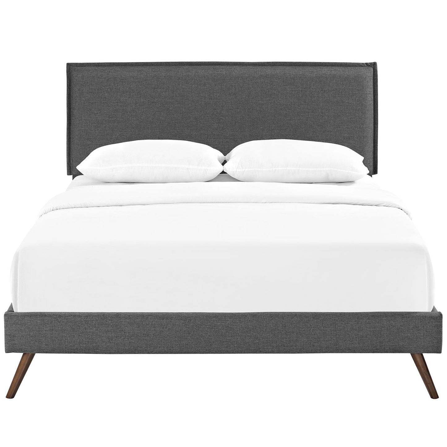 Modway Outlet Camille Fabric Queen Platform Bed with Round Splayed Legs by Modway  Bedroom Furniture Gray - MOD-5633-GRY