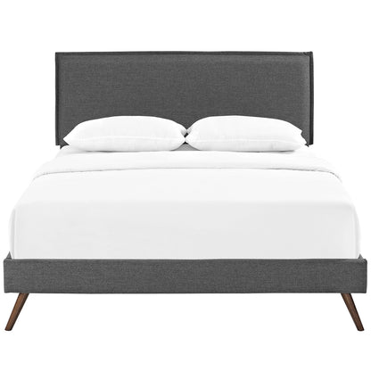 Modway Outlet Camille Fabric Queen Platform Bed with Round Splayed Legs by Modway  Bedroom Furniture Gray - MOD-5633-GRY