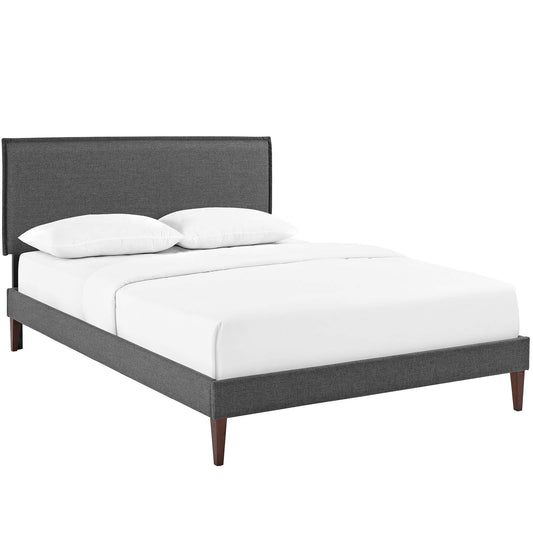 Modway Outlet Camille Fabric Queen Platform Bed with Squared Tapered Legs by Modway  Bedroom Furniture Gray - MOD-5634-GRY
