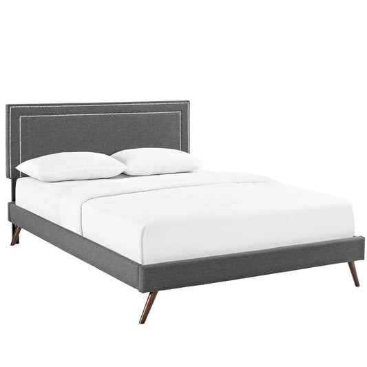 Modway Outlet Jessamine Fabric Queen Platform Bed with Round Splayed Legs by Modway  Bedroom Furniture Gray - MOD-5646-GRY