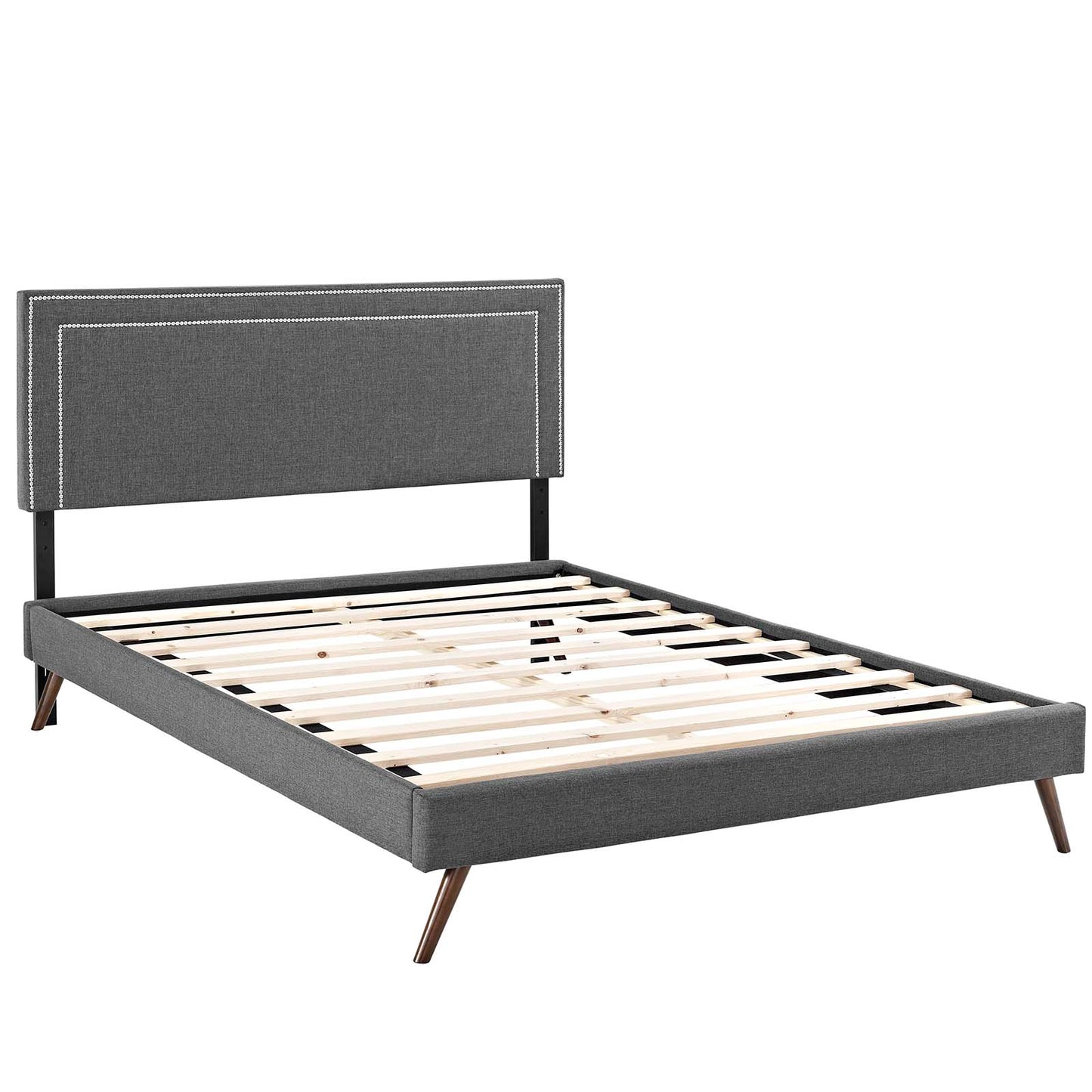 Modway Outlet Jessamine Fabric Queen Platform Bed with Round Splayed Legs by Modway  Bedroom Furniture Gray - MOD-5646-GRY