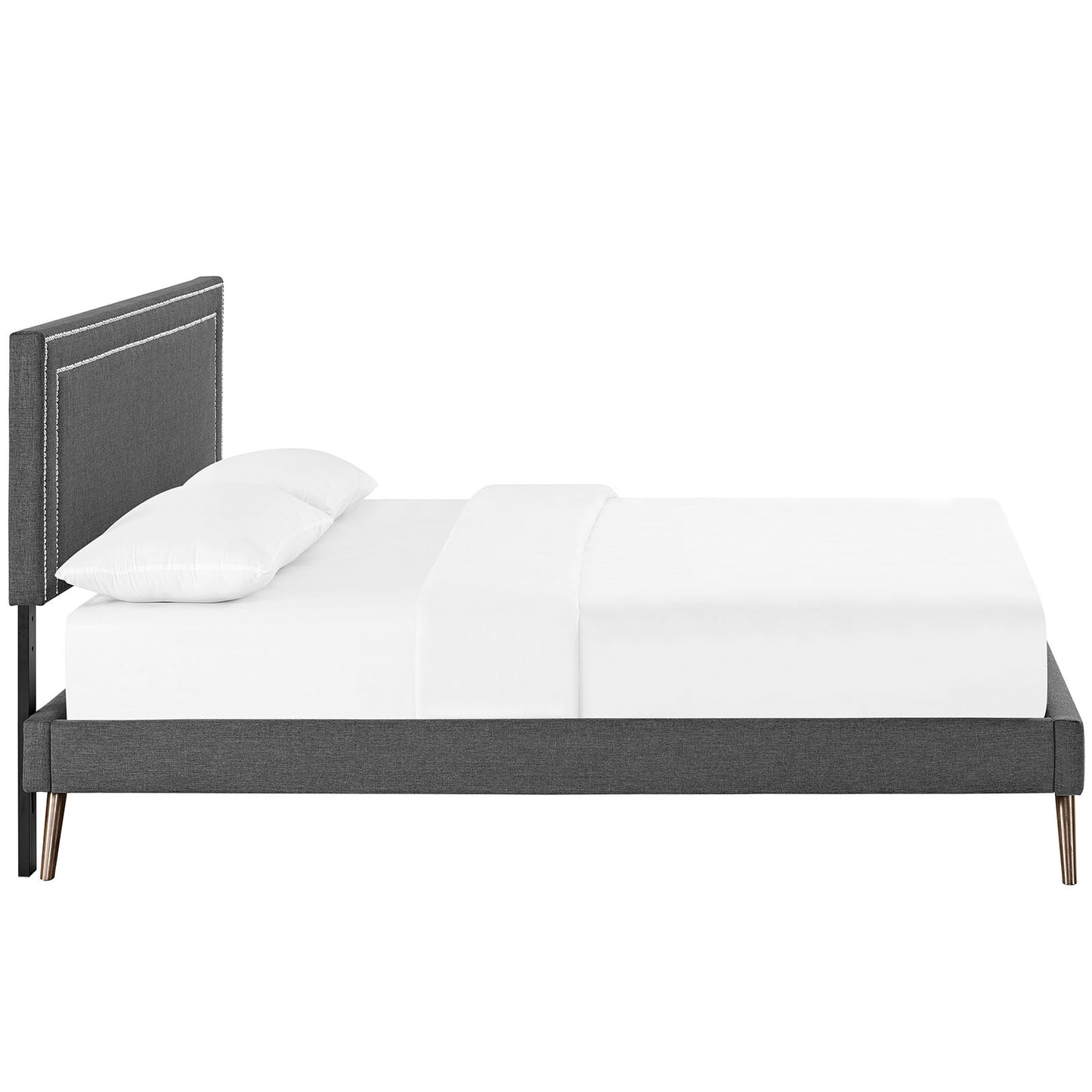 Modway Outlet Jessamine Fabric Queen Platform Bed with Round Splayed Legs by Modway  Bedroom Furniture Gray - MOD-5646-GRY