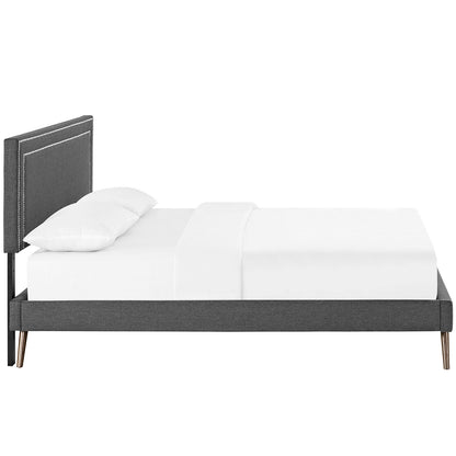 Modway Outlet Jessamine Fabric Queen Platform Bed with Round Splayed Legs by Modway  Bedroom Furniture Gray - MOD-5646-GRY