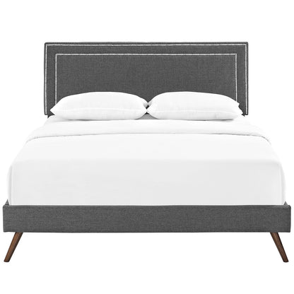 Modway Outlet Jessamine Fabric Queen Platform Bed with Round Splayed Legs by Modway  Bedroom Furniture Gray - MOD-5646-GRY