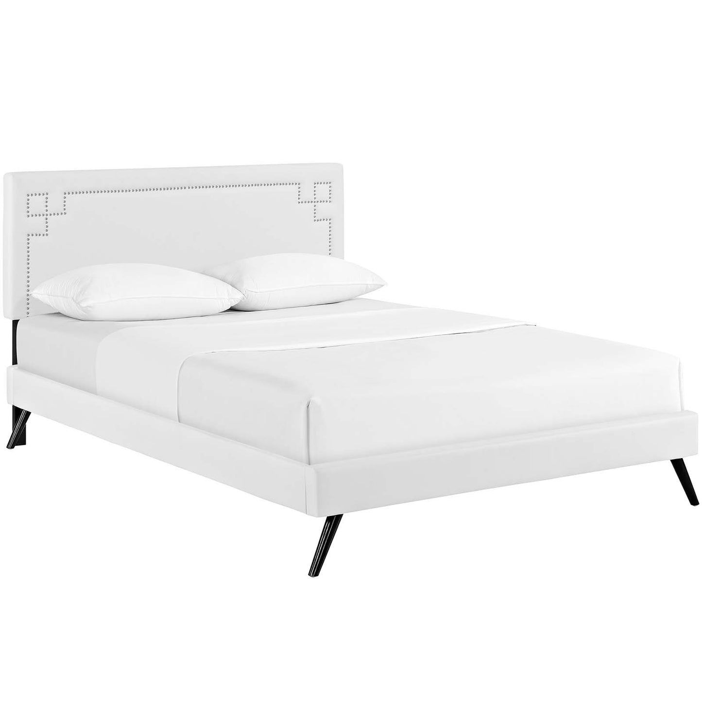 Modway Outlet Josie Vinyl Queen Platform Bed with Round Splayed Legs by Modway  Bedroom Furniture White - MOD-5661-WHI