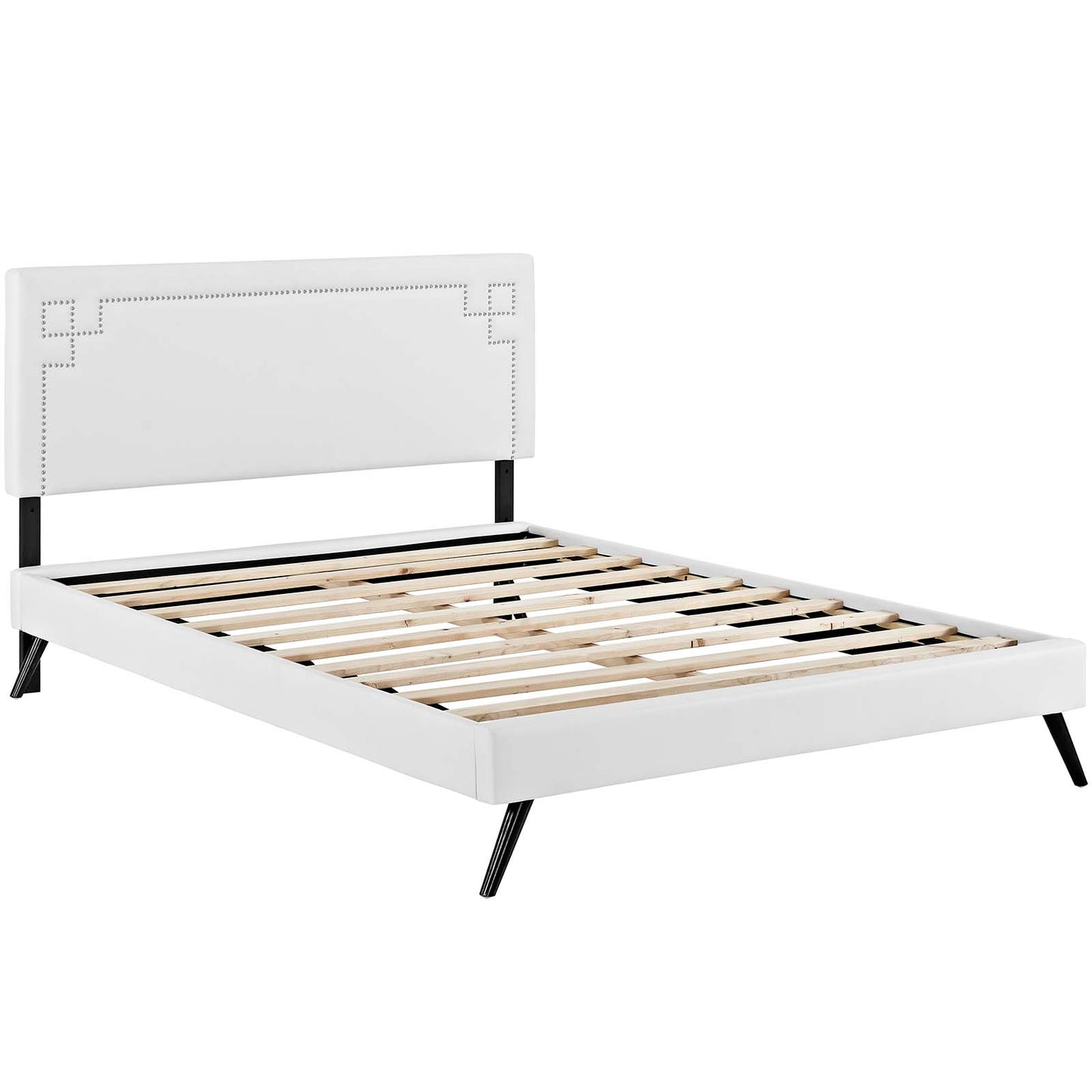 Modway Outlet Josie Vinyl Queen Platform Bed with Round Splayed Legs by Modway  Bedroom Furniture White - MOD-5661-WHI