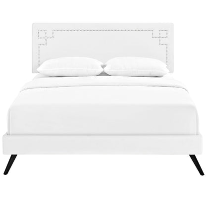 Modway Outlet Josie Vinyl Queen Platform Bed with Round Splayed Legs by Modway  Bedroom Furniture White - MOD-5661-WHI