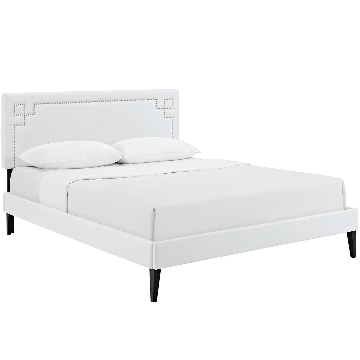 Modway Outlet Josie Vinyl Queen Platform Bed with Squared Tapered Legs by Modway  Bedroom Furniture White - MOD-5663-WHI