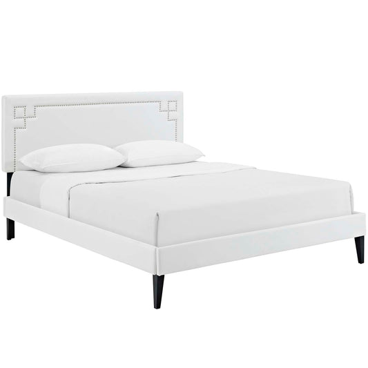 Modway Outlet Josie Vinyl Queen Platform Bed with Squared Tapered Legs by Modway  Bedroom Furniture White - MOD-5663-WHI