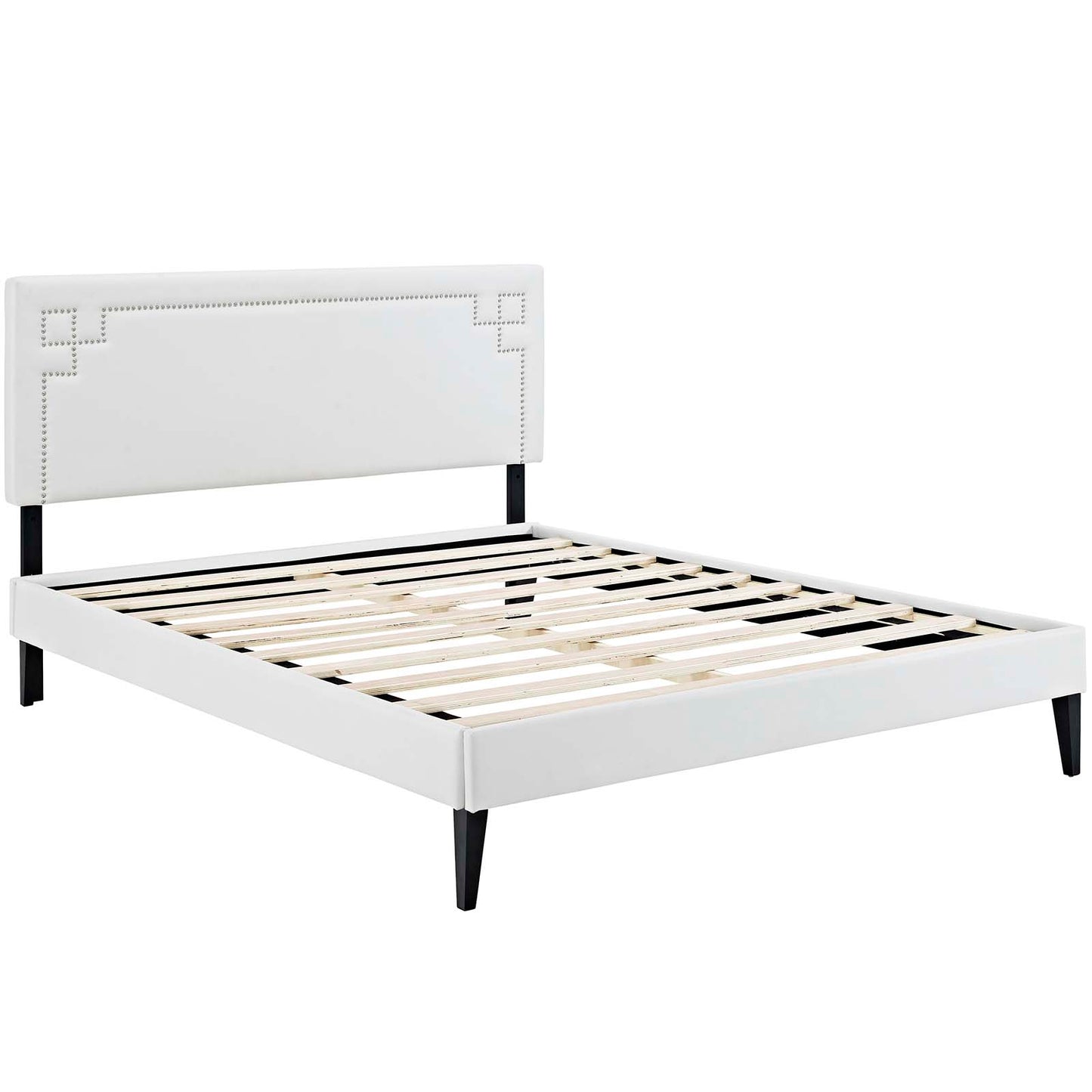 Modway Outlet Josie Vinyl Queen Platform Bed with Squared Tapered Legs by Modway  Bedroom Furniture White - MOD-5663-WHI