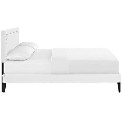 Modway Outlet Josie Vinyl Queen Platform Bed with Squared Tapered Legs by Modway  Bedroom Furniture White - MOD-5663-WHI