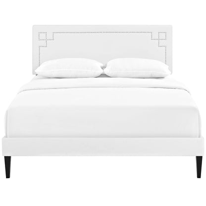 Modway Outlet Josie Vinyl Queen Platform Bed with Squared Tapered Legs by Modway  Bedroom Furniture White - MOD-5663-WHI