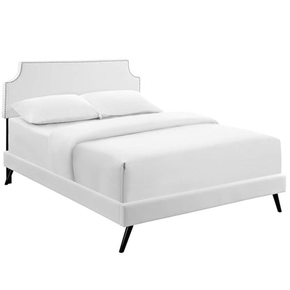 Modway Outlet Laura Vinyl Queen Platform Bed with Round Splayed Legs by Modway  Bedroom Furniture White - MOD-5679-WHI