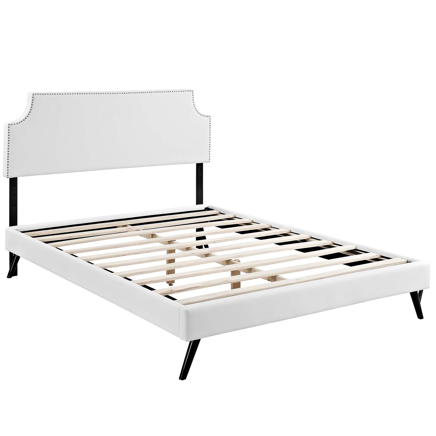 Modway Outlet Laura Vinyl Queen Platform Bed with Round Splayed Legs by Modway  Bedroom Furniture White - MOD-5679-WHI