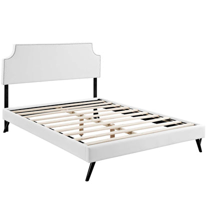 Modway Outlet Laura Vinyl Queen Platform Bed with Round Splayed Legs by Modway  Bedroom Furniture White - MOD-5679-WHI