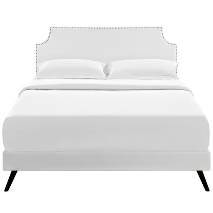 Modway Outlet Laura Vinyl Queen Platform Bed with Round Splayed Legs by Modway  Bedroom Furniture White - MOD-5679-WHI