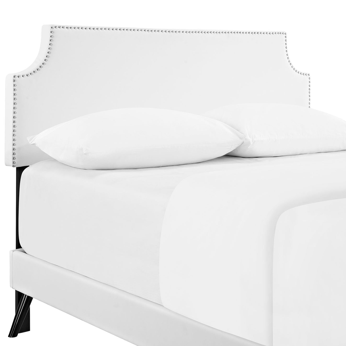 Modway Outlet Laura Vinyl Queen Platform Bed with Round Splayed Legs by Modway  Bedroom Furniture White - MOD-5679-WHI
