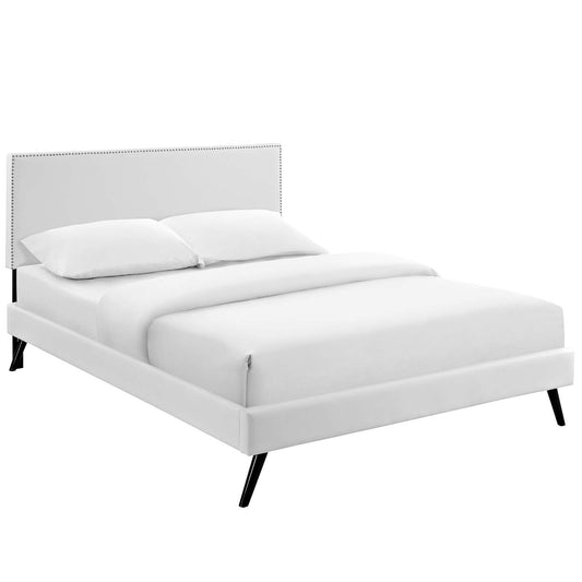 Modway Outlet Phoebe Vinyl King Platform Bed with Round Splayed Legs by Modway  Bedroom Furniture White - MOD-5699-WHI