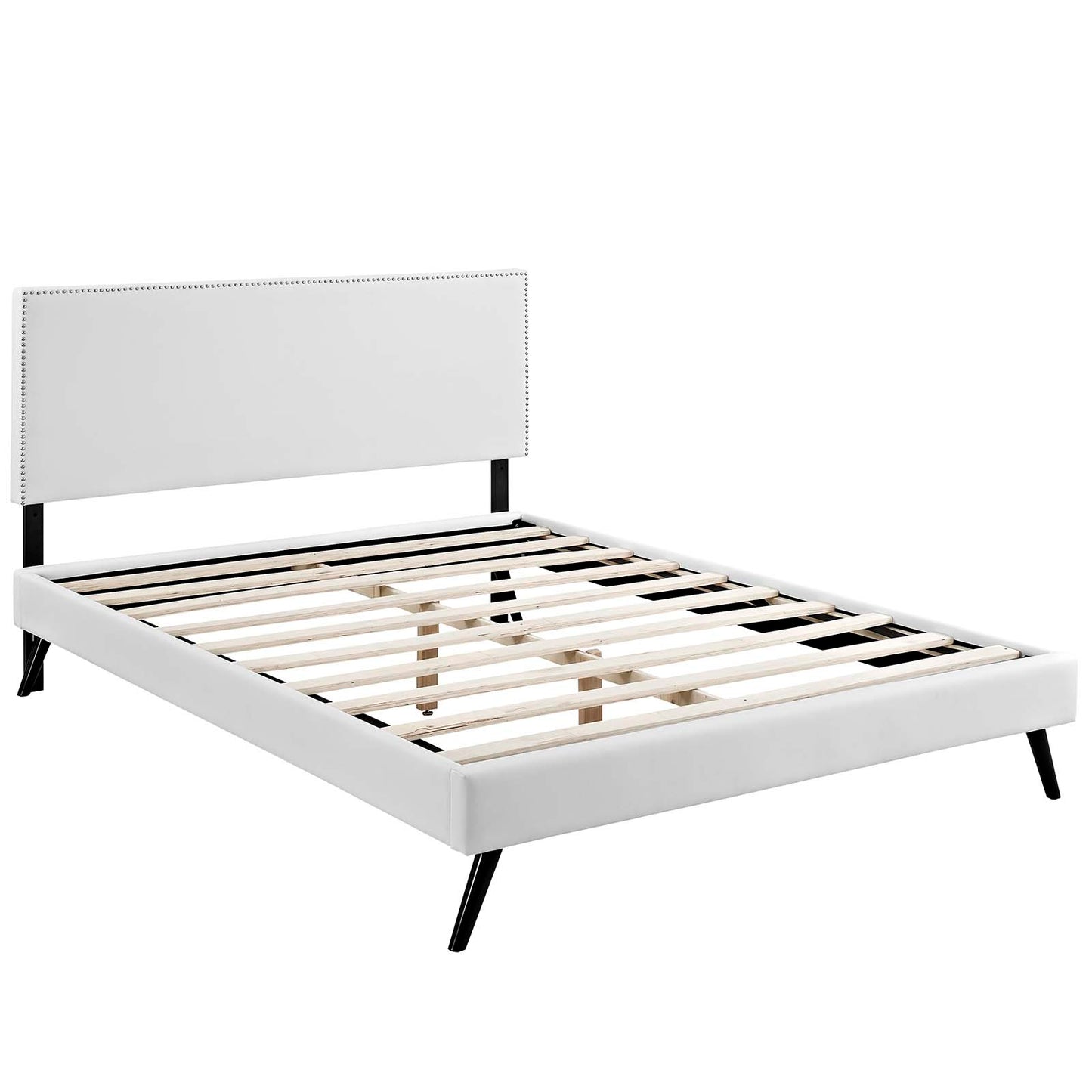 Modway Outlet Phoebe Vinyl King Platform Bed with Round Splayed Legs by Modway  Bedroom Furniture White - MOD-5699-WHI