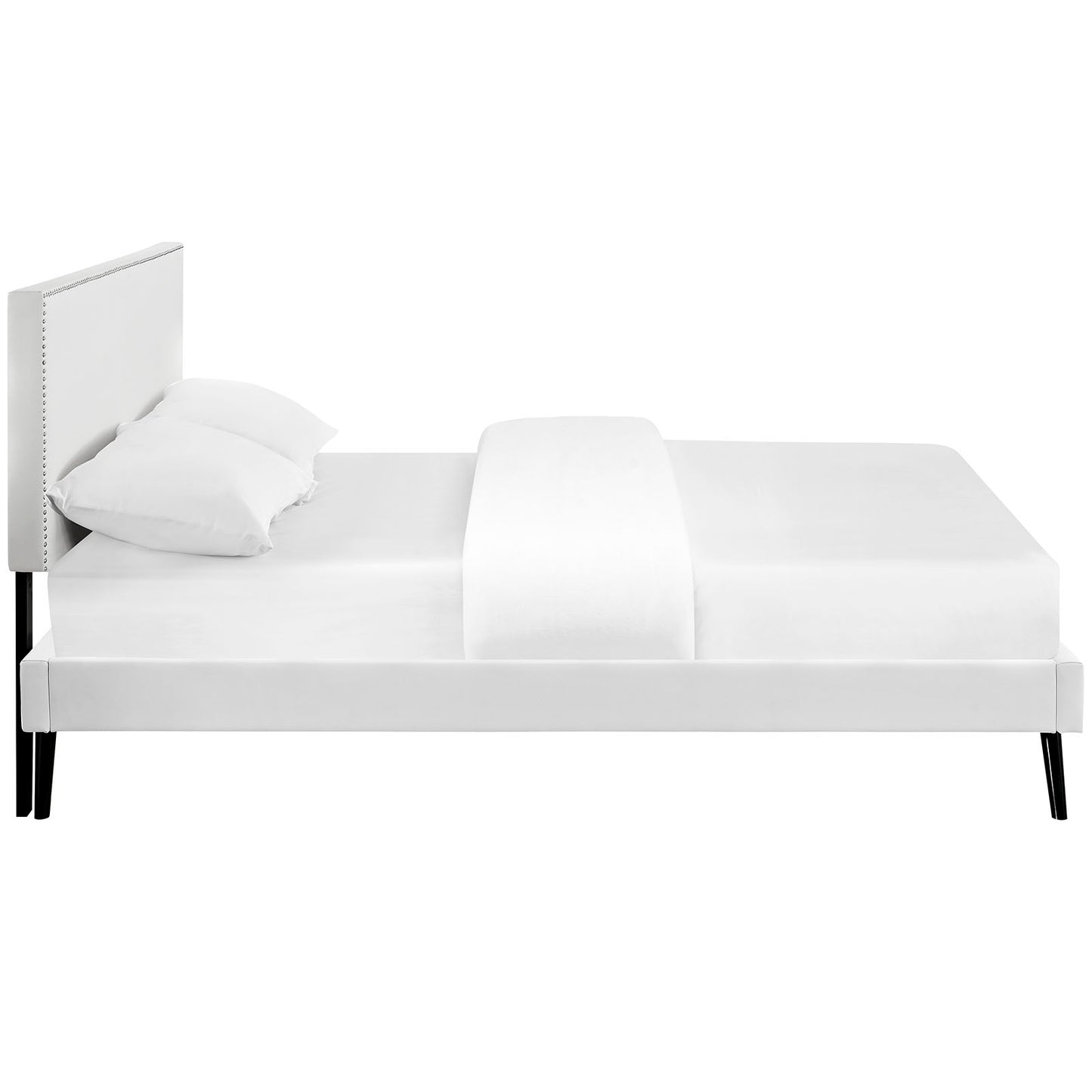 Modway Outlet Phoebe Vinyl King Platform Bed with Round Splayed Legs by Modway  Bedroom Furniture White - MOD-5699-WHI