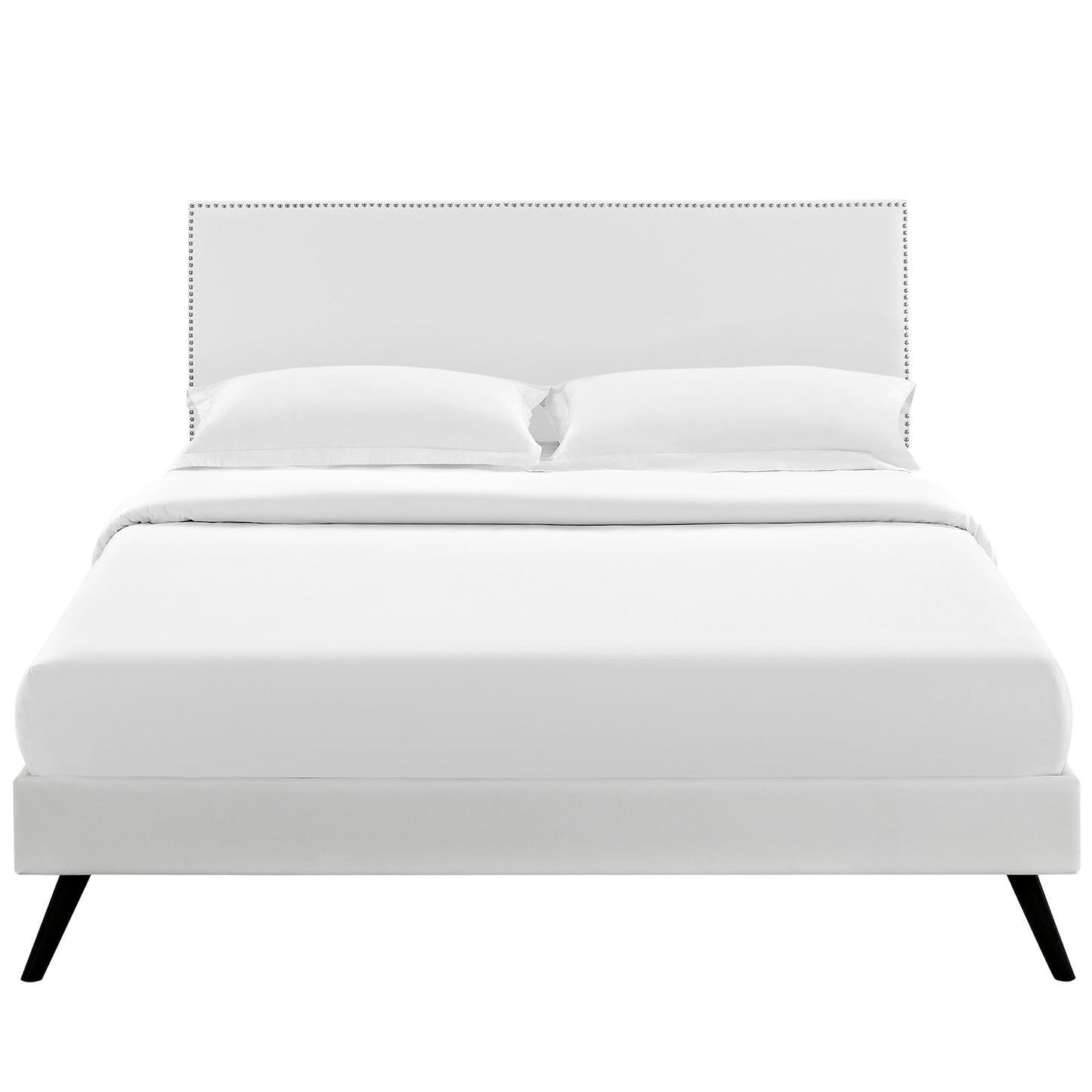 Modway Outlet Phoebe Vinyl King Platform Bed with Round Splayed Legs by Modway  Bedroom Furniture White - MOD-5699-WHI