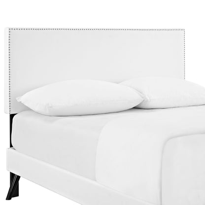 Modway Outlet Phoebe Vinyl King Platform Bed with Round Splayed Legs by Modway  Bedroom Furniture White - MOD-5699-WHI
