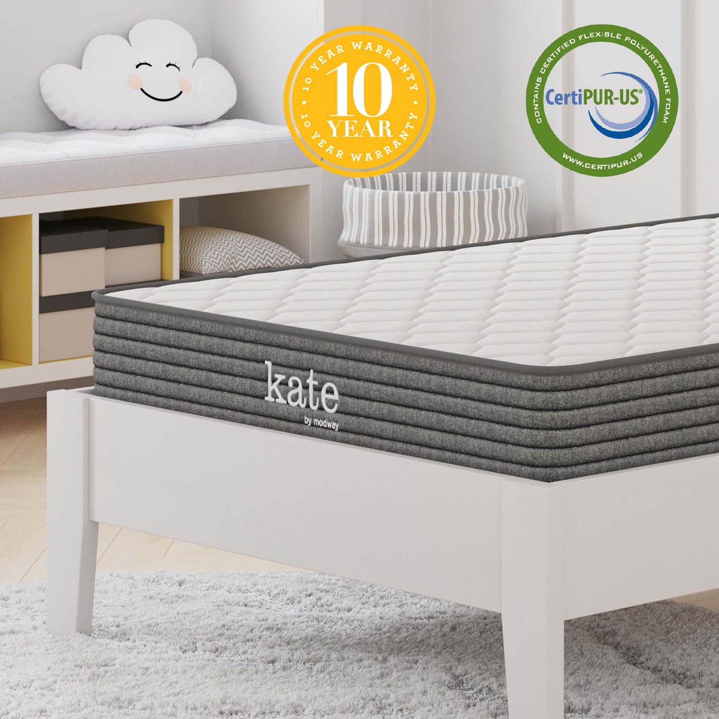 Modway - Kate 6" Twin Mattress by Modway  Mattresses Twin White - MOD-5772-WHI