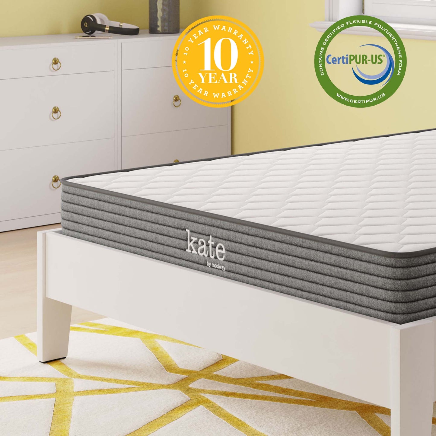 Modway - Kate 6" Full Mattress by Modway  Mattresses Twin White - MOD-5773-WHI
