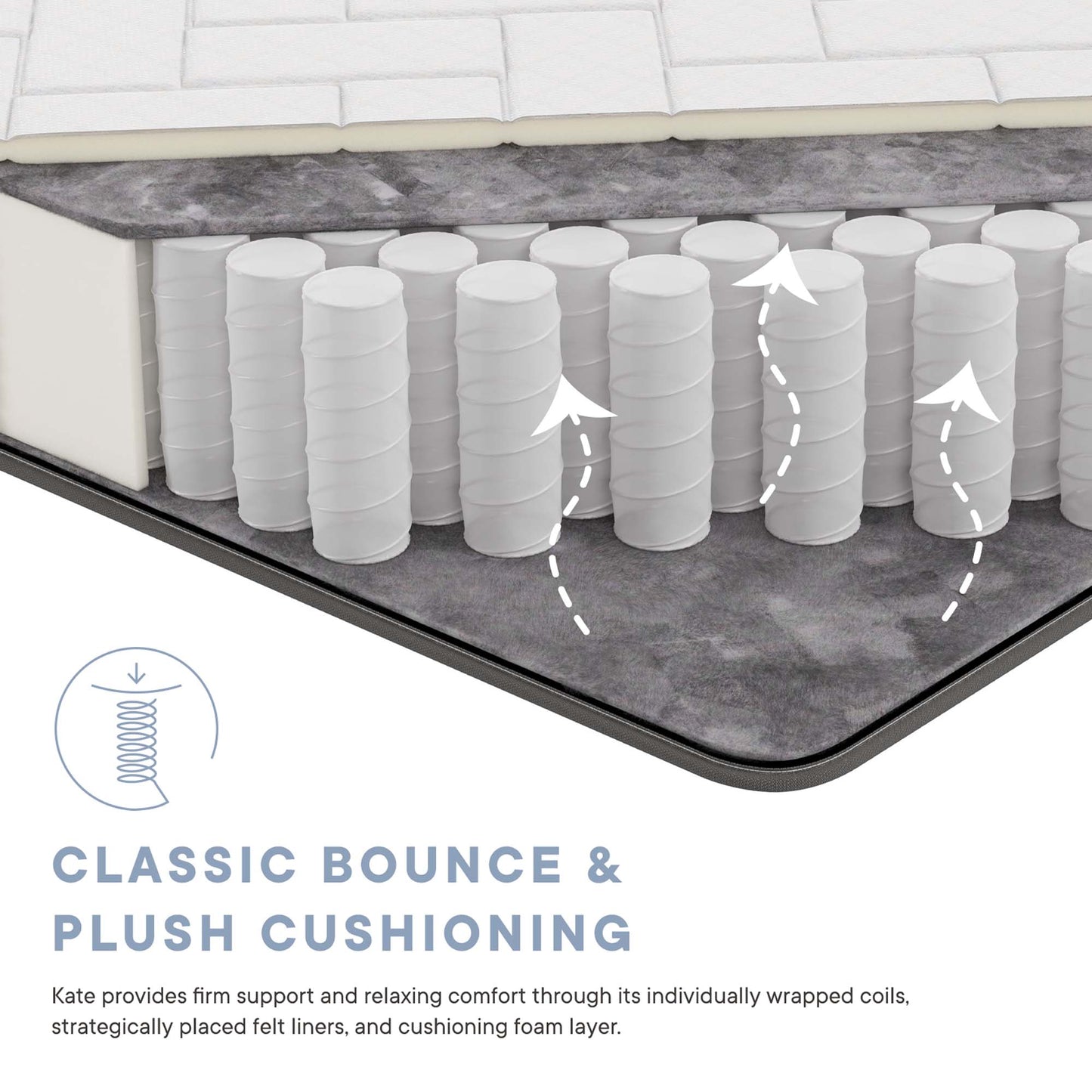 Modway - Kate 8" Queen Mattress by Modway  Mattresses Twin White - MOD-5778-WHI