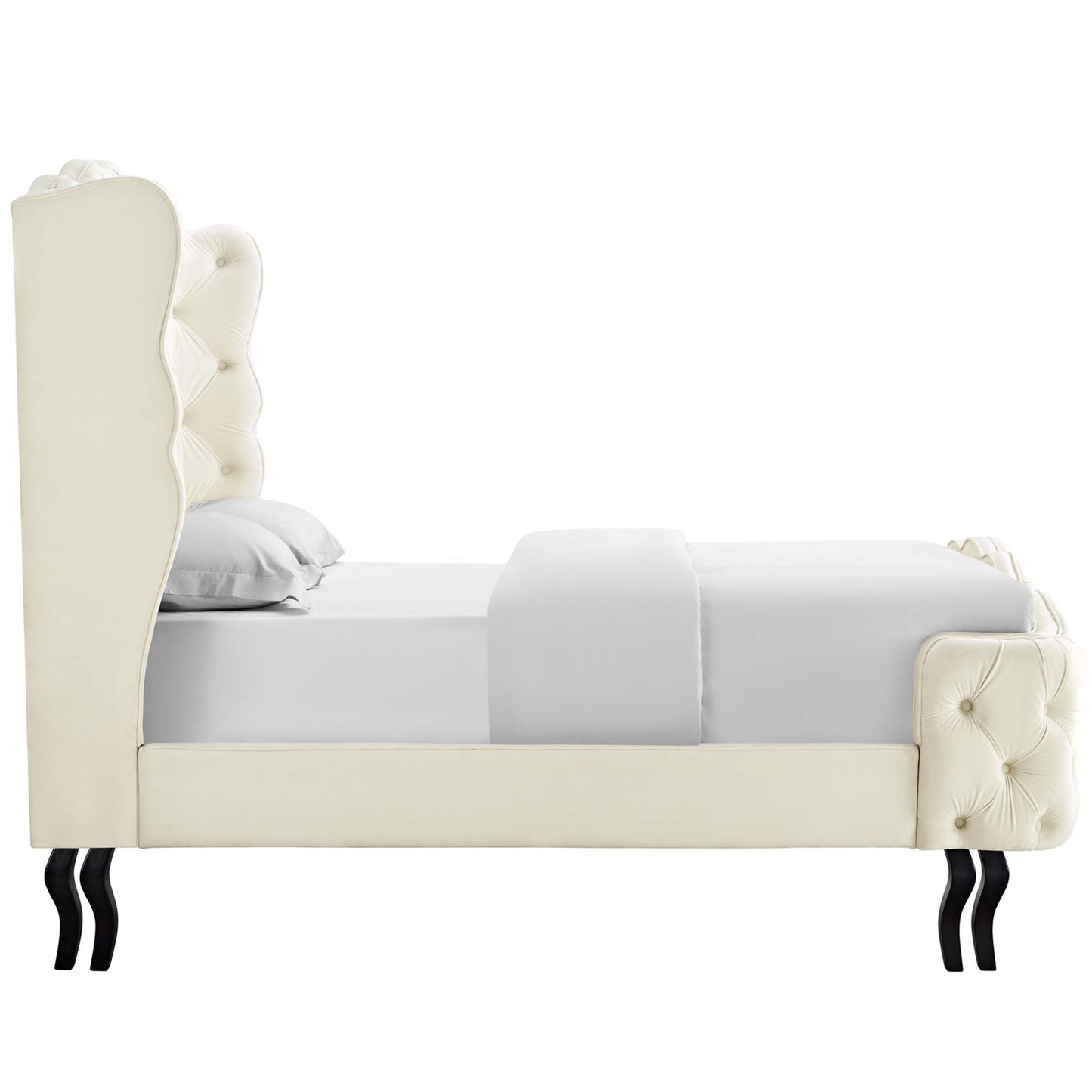 Modway Outlet Violette Tufted Wingback Performance Velvet Queen Platform Bed by Modway  Bedroom Furniture Ivory - MOD-5804-IVO