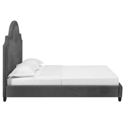 Modway Outlet Primrose Performance Velvet Queen Platform Bed by Modway  Bedroom Furniture Gray - MOD-5812-GRY