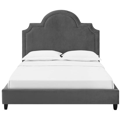 Modway Outlet Primrose Performance Velvet Queen Platform Bed by Modway  Bedroom Furniture Gray - MOD-5812-GRY