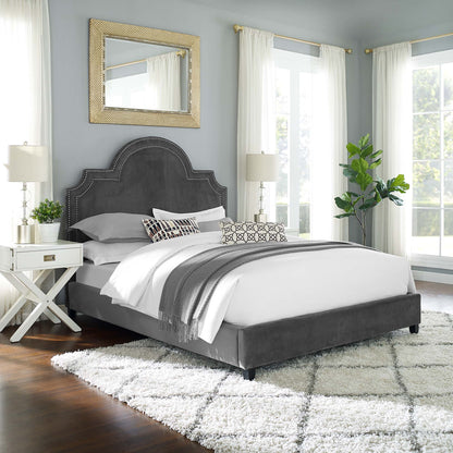 Modway Outlet Primrose Performance Velvet Queen Platform Bed by Modway  Bedroom Furniture Gray - MOD-5812-GRY