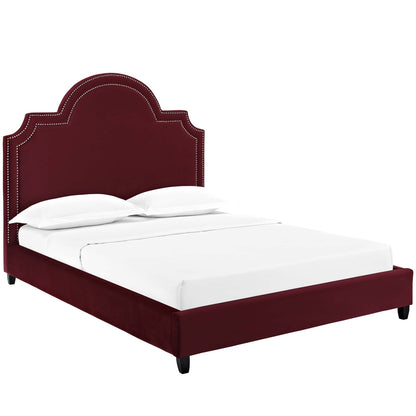 Modway Outlet Primrose Performance Velvet Queen Platform Bed by Modway  Bedroom Furniture Maroon - MOD-5812-MAR