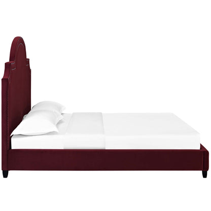 Modway Outlet Primrose Performance Velvet Queen Platform Bed by Modway  Bedroom Furniture Maroon - MOD-5812-MAR