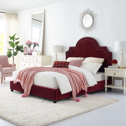 Modway Outlet Primrose Performance Velvet Queen Platform Bed by Modway  Bedroom Furniture Maroon - MOD-5812-MAR