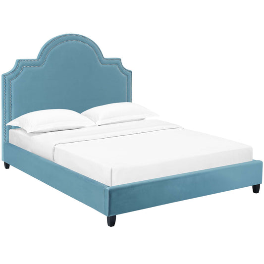 Modway Outlet Primrose Performance Velvet Queen Platform Bed by Modway  Bedroom Furniture Sea Blue - MOD-5812-SEA