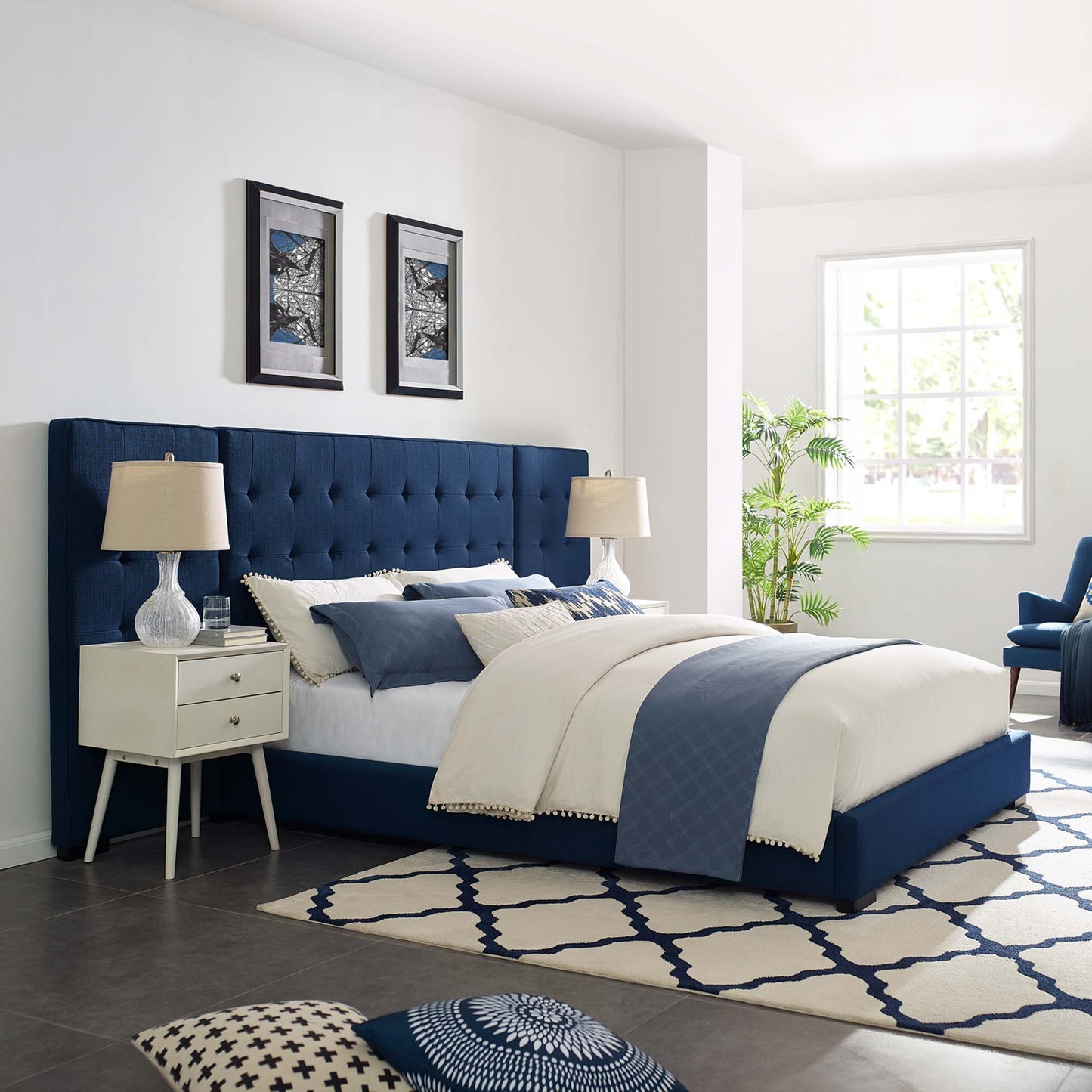 Modway Outlet Sierra Upholstered Fabric Queen Platform Bed by Modway  Bedroom Furniture Azure - MOD-5818-AZU
