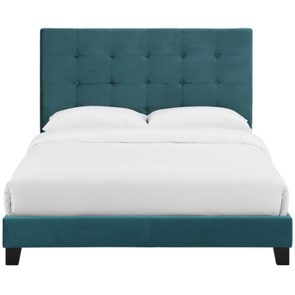 Modway Outlet Melanie Tufted Button Upholstered Performance Velvet Queen Platform Bed by Modway  Bedroom Furniture Sea Blue - MOD-5822-SEA
